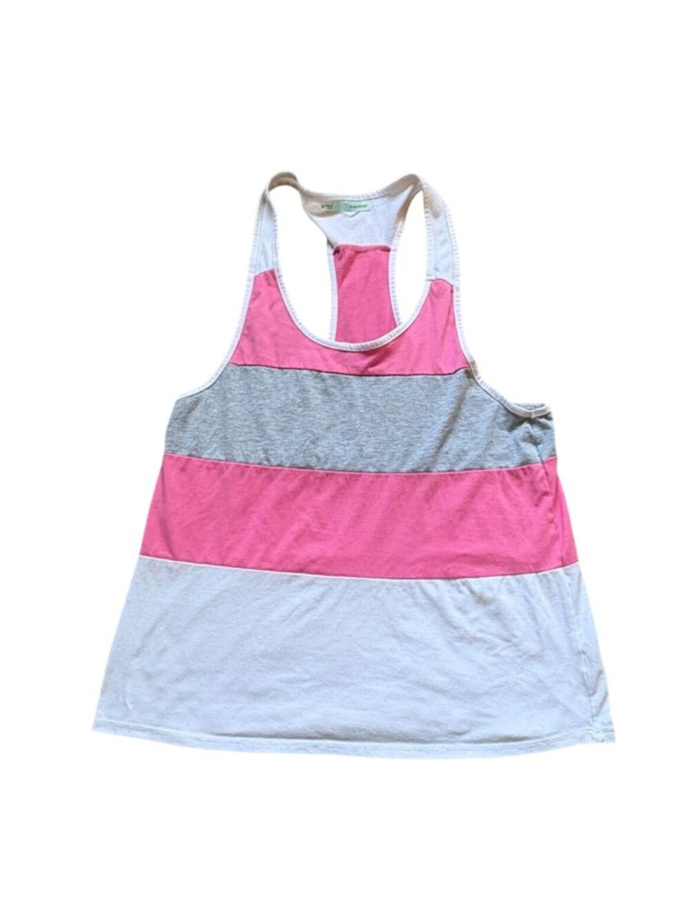 Maurices Womens Lightweight Racerback Tank Top-Pink/White-M-GUC
